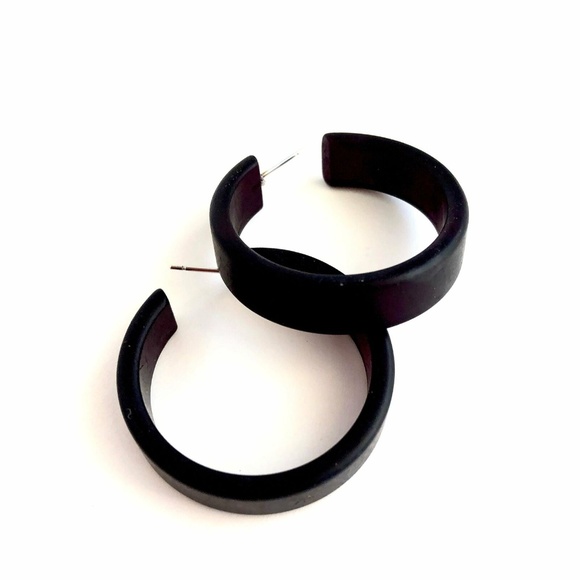 Black Frosted Large Portland Hoop Earrings - Picture 1 of 8